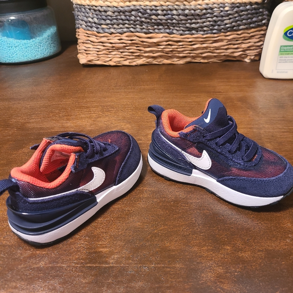 Nike Baby Walker Shoes Navy Blue with Orange and White Accents